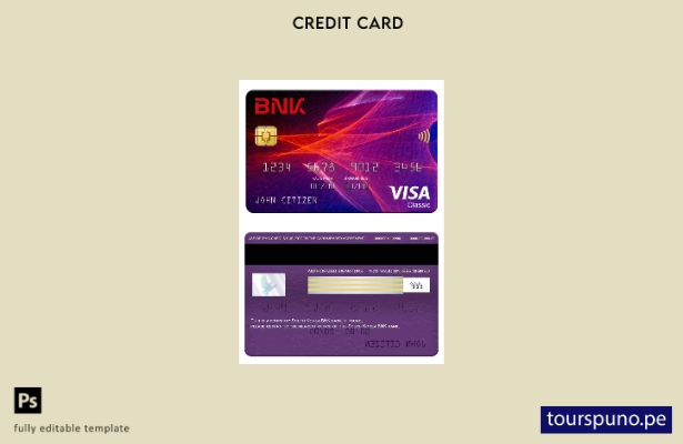 lista para imprimir plantilla de tarjeta clásica de visa bancaria BNK de Corea d